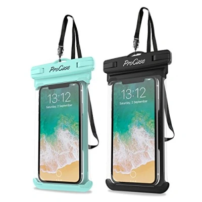 Afbeelding van ProCase 2 Stuks Universele Waterdichte Telefoonhoes, Onderwater Droge Tas voor iPhone 13 Pro Max Mini, 12 11 Xs XR X 8 7 6S, Galaxy S20 Ultra/S10/S9/S8, Note 10/9/8, tot 7&#039;&#039; Groen/Zwart