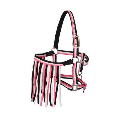 Afbeelding van MHS Halster &quot;Stripe&quot; met touw en vliegenfrontriem Extra Full Roze