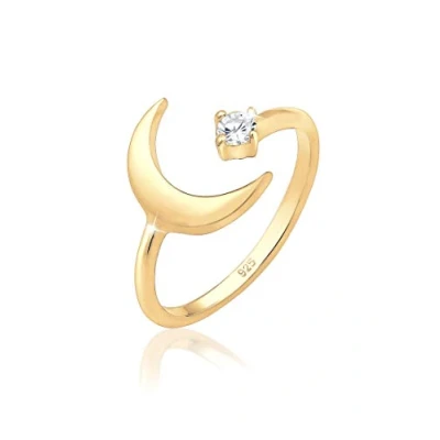 Afbeelding van Elli Dames Halvemaan Astro Open met Zirkonia Kristal in 925 Sterling Zilver