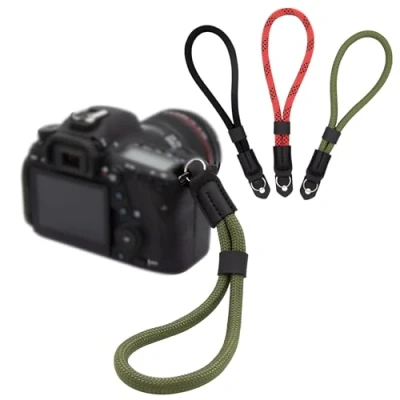 Afbeelding van LENS AID Polsband in touw look voor camera, camerariem pols, Sailor Strap, groen met ring, Eén Maat