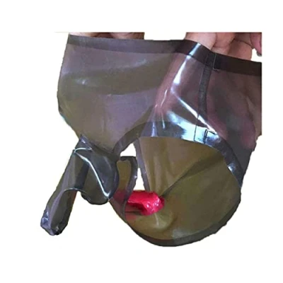 Afbeelding van Heren Latex Onderbroek Shorts Korte Broek Slips Ondergoed (L)