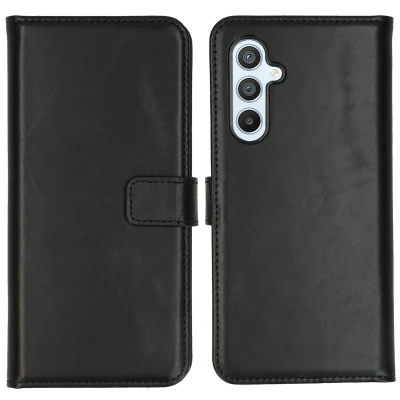 Afbeelding van Samsung Galaxy A54 (5G) Hoesje Echt leder Selencia Bookcase Zwart Telefoonhoesje