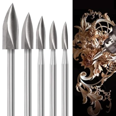 Afbeelding van shengbenhao Houtsnijwerk Boren Set voor Roterend Gereedschap, 5 Stks Bits met 1/8&quot; Schacht DIY Houtbewerking Graveren Carving Slijpen