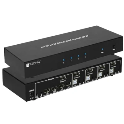 Afbeelding van Techly IDATA DP KVM4 KVM switch Rack montage Zwart