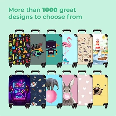 Afbeelding van NoBoringSuitcases.com Kinderkoffer Leeuw Waterverf Bruin Jongens Kind Reiskoffer Trolley kinderen Hardcase koffer meisje 66 cm groot 60 liter Grote 20 kg bagage TSA slot