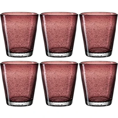 Afbeelding van Leonardo Burano 034761 Drinkglazen, 6 delige set, handgemaakte waterglazen, vaatwasmachinebestendige glazen, kleurrijke drinkbekers van glas, paars, 330 ml