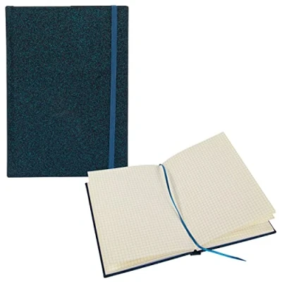 Afbeelding van Idena 12255 Notitieboekje Glitter, middernachtblauw, 14 x 20 cm, vierkant, 100 g/m², 192 pagina&#039;s, met kikkerzakje, lint en elastische sluiting, 1 st.