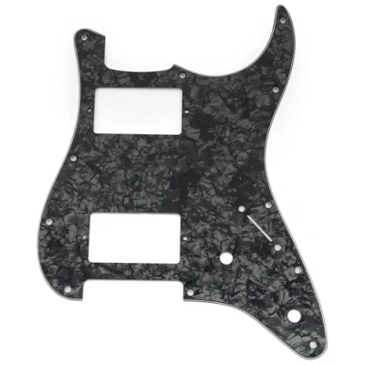 Afbeelding van Musiclily Pro 11 gaats ST Slagplaat Gitaar HH Pickguard met Bedekte 2 Humbucker Potmeter Uitsparingen voor Fender Squier Strat stijl Elektrische Gitaar, 4 laags Black Pearl