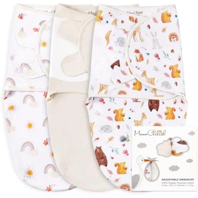 Afbeelding van Mama Cheetah Baby inbaddle Sack, Organic Cotton Blanket, verstelbare Sleep Sacks, Easy Swaddles for Boy Girl 0 3 maanden, Essentials, stuks
