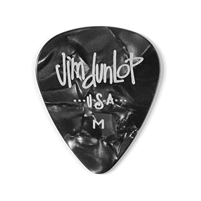 Afbeelding van Dunlop 483P02MD Celluloid Shell Pick perloid zwart medium plectrum set 12 stuks