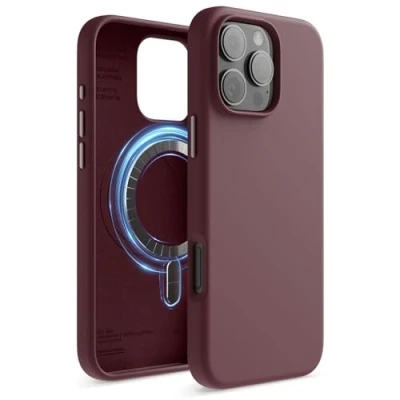 Afbeelding van elago Magnetische Silicone Hoesje Compatibel met iPhone 16 Pro Max alle MagSafe accessoires Ingebouwde Magneten, Siliconen Zachte Grip, Schokbestendig (Bordeaux)