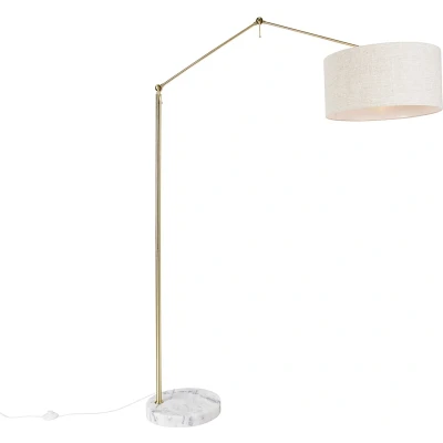 Afbeelding van QAZQA Vloerlamp goud met kap lichtgrijs 50 cm verstelbaar Editor