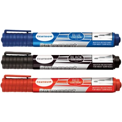Afbeelding van Permanent Markers Kleuren 3 pack Marker Zwart Rood Blauw Markerstiften