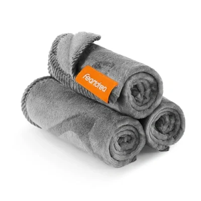 Afbeelding van Feandrea kattendeken set van 3 wasbare huisdierdekens XS 60 x 40 cm voor katten en kittens flanel beschermdeken bank leisteengrijs PPB011G01
