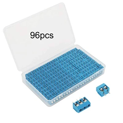 Afbeelding van GTIWUNG 96 Stück 5mm 2 Pin/3 Pin PCB Mount Screw Terminal Block, Leiterplatten Schraubklemmen Steckverbinder Blau, 300V 15A(2 56, 3 40)