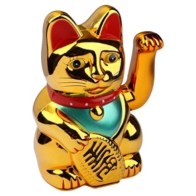 Afbeelding van Schramm® Wave kat Goud Meneki Neko Chinees gelukskatje