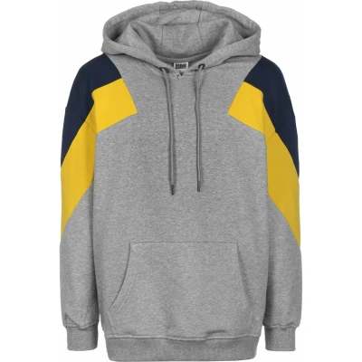 Afbeelding van Urban Classics Oversize 3TONE Hoody Hoodie, Heren, Maat: Small, Grey/honey/darkblue