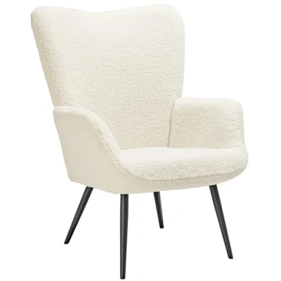 Afbeelding van tectake® Fauteuil Hygge gestoffeerd, bouclé stof, draagvermogen 150 kg