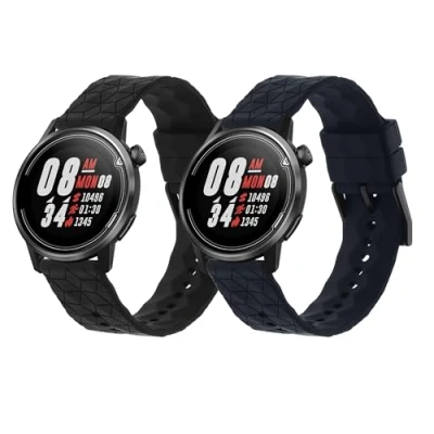 Afbeelding van kwmobile 2x horlogebandjes geschikt voor COROS PACE 2 / APEX (42mm) bandje Smartwatch bandjes van TPU Activity tracker horloge band in zwart donkerblauw