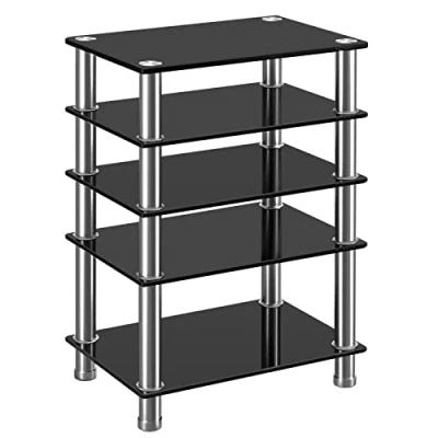 Afbeelding van HiFi Racks en Stands Audio Rack Kast AV Plank TV Tafel Stand 5 lagen Gehard Glas Planken voor Draaitafel Platenspeler DVD Entertainment Unit Media Cabinet