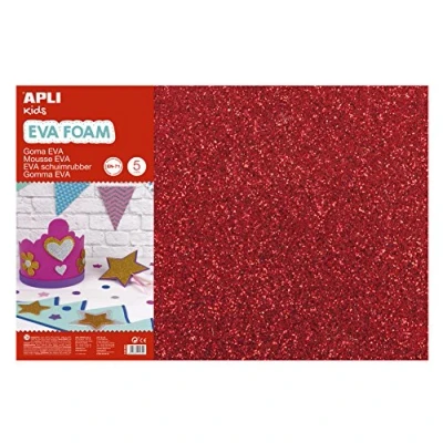Afbeelding van Apli Kids EVA Foam vellen 60 x 40 cm Glitter metalic rood 3 vel