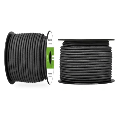Afbeelding van Abma Cord Bungeekoord 5mm 30M Rubberen Touw Elastisch Koord Expandertouw Spankoord Elastiek voor Camping, Zeildoek, Aanhangwagen, Rugzak, Tentstok, Kajak Zwart