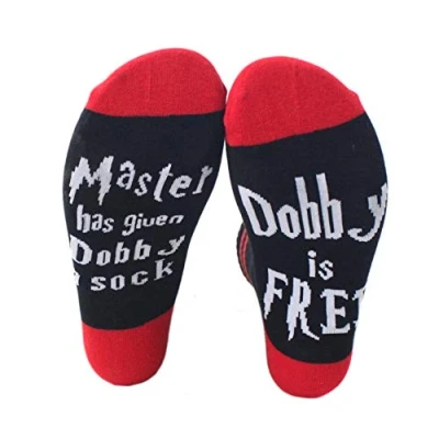 Afbeelding van Master Has Given Dobby a Socks Casual katoenen sokken van het Engelse alfabet voor mannen en vrouwen, duurzaam, geen bal, rood zwart, One size