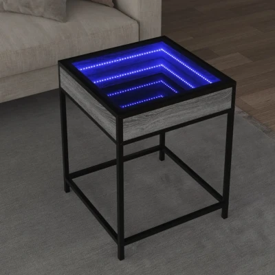 Afbeelding van Salontafel met Infinity LED 40x40x51 cm grijs sonoma eikenkleur