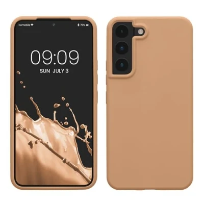 Afbeelding van kwmobile telefoonhoesje geschikt voor Samsung Galaxy S22 Hoesje met siliconen coating Smartphone case in macchiato