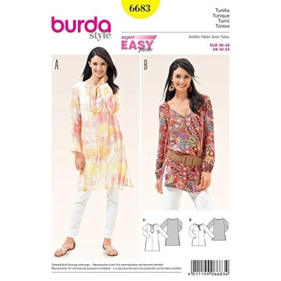 Afbeelding van Burda B6683 snijpatroon tuniek papier wit 19 x 13 1 cm