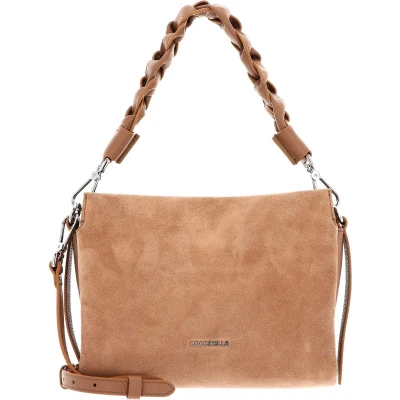 Afbeelding van COCCINELLE Leren Handtas Schoudertas Boheme Handbag Suede Grainy Leather Skin Lichtbruin