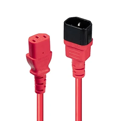 Afbeelding van Lindy IEC C14/IEC C13 M/F 0.5m C14 Zwart, Rood
