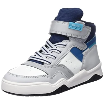 Afbeelding van Geox Perth BOY Sneakers hoog voor kinderen, Maat: 32, Light grey/light blue Imitatieleer/ textiel