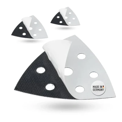 Afbeelding van 3x DFS reserveklittenband voor deltaschuurmachine, schuurplaat, 93 x mm, 6 gaten, set van 3, klittenbandvervangingsdriehoek, zelfklevend schuurpapier, driehoekige schuurmachine