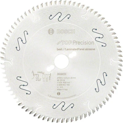 Afbeelding van Bosch Accessories Top Precision 2608642109 Hardmetaal cirkelzaagblad 250 x 30 3.2 mm Aantal tanden: 80 1 stuk(s)