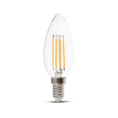 Afbeelding van V TAC VT 1986 N E14 Transparante LED Bol Helder Kaars IP20 4W 400 Lumen 3000K