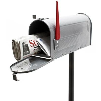 Afbeelding van Amerikaanse brievenbus US mailbox zilvergrijs met passende voet