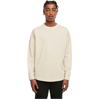 Afbeelding van Oversized herenshirt &#039;Cut Longsleeve&#039; met ronde hals Sand 4XL