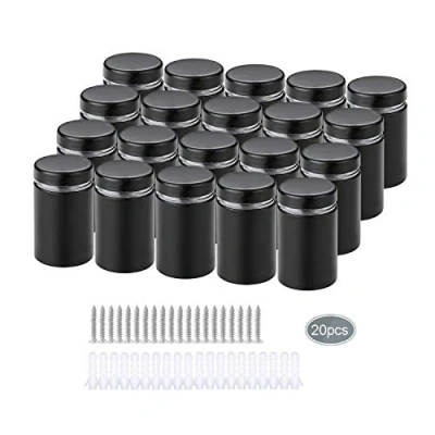 Afbeelding van 20 stuks glazen afstandhouders roestvrij staal, wandafstandhouders spijkers, sierschroeven voor reclame, bord, zwart (12 x 25 mm)