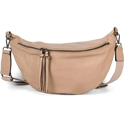 Afbeelding van styleBREAKER Dames Halve Maan Crossbody Schoudertas, Afneembare Verstelbare Schouderriem, Effen Handtas 02012386, Kleur:troebel
