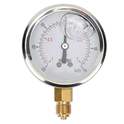 Afbeelding van Water Manometer, TS?PGGZ60Z4?1bar 1/4BSP Y60 Axiale Olie Gevulde Vacuüm Roestvrij Staal Druk meetinstrument, voor Water, Olie, Lucht en Aardgas