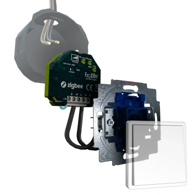 Afbeelding van Busch Jaeger led tastdimmer Zigbee 0 250W, inbouw, kleine inbouwdiepte, 2 draads en 3 draads, ECO DIM.10 + pulsdrukker