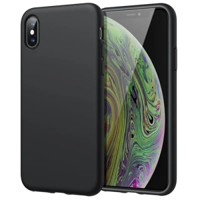 Afbeelding van JETech Siliconen Hoesje voor iPhone X, XS, 5,8 Inch, Zijdezachte Full Body Beschermende Case, Schokbestendig Cover met Microvezel Voering (Zwart)