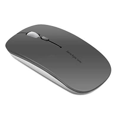 Afbeelding van Uiosmuph Q5 Draadloze Muis, 2,4 GHz USB oplaadbaar muis met nano ontvanger slanke stille gamingmuis voor Windows PC laptop Mac MacBook grijs