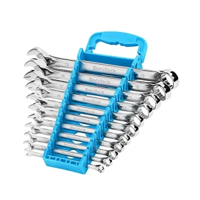 Afbeelding van DURATECH 11 delige combinatiesleutelset, metrische combinatiesleutel met open uiteinde, chroom vanadiumstaal, 8 19 mm, 12 punts, kunststof rek