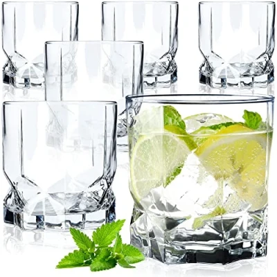 Afbeelding van KADAX Drinkglazen, set van 6 waterglazen, sapglazen glas, glazen voor water, drankjes, sap, feest, tuin, universele glazen, cocktailglazen, drankglazen, modern design (325 ml, laag)