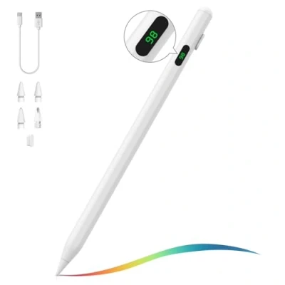 Afbeelding van MoKo Stylus Pen for iPad 2018 2024, USB C Pencil with LED Power Display Pro 13/11&quot; (M4) 12.9/11&quot;, Air (M2) 2024/6/5/4/3, Mini 6/5, 10/9/8/7/6, White