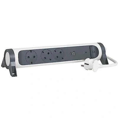 Afbeelding van Legrand monteer en draaibare ctctds usb a c osb 3x2p 1 5m zwart wit 694508