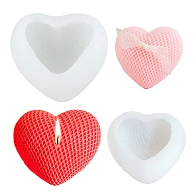 Afbeelding van 2 siliconen vormen hart kaarsvormen om te gieten zeepvorm 3D liefde epoxyhars DIY hartvorm kaarsgietvormen vorm voor kaars zeep chocolade fondant taart decoratie