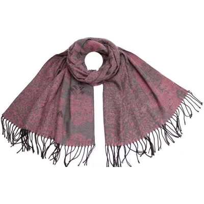 Afbeelding van Lange Warme Sjaal Bloemen/Panterprint Roze/Grijs 180 x 65 cm